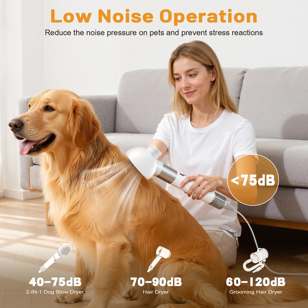 2-In-1 Dog Hair Dryer & Grooming Brush, Hot Air Fur Blower Comb For Drying Detangling Styling Professional Pet Supplies