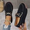 Women's Shoes In Plus Size with Flat Bottomed Round Toe Metal Buckle, One Foot On Women's Shoes
