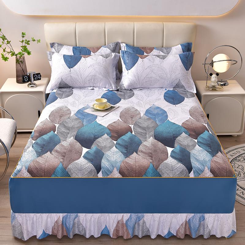 Home Textile Bedding Set Four Seasons Active Printing Double Multi-specification Multi-size Brushed Multi-color Bed Skirt