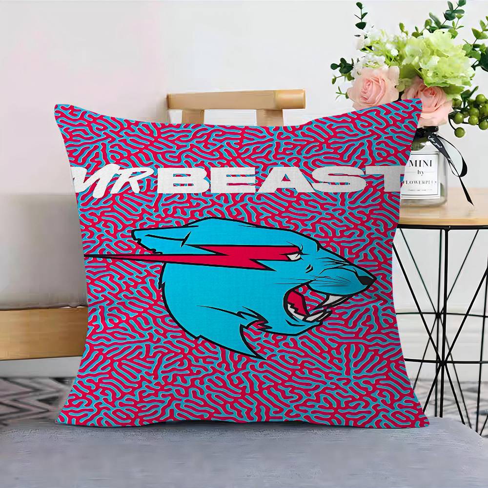 Blogger di Giochi M-MrBeast Federe per Cuscini Cartoni Animati Divano Decorativo Casa Stampa Double-sided Corto Peluche Carino Federa per Cuscino