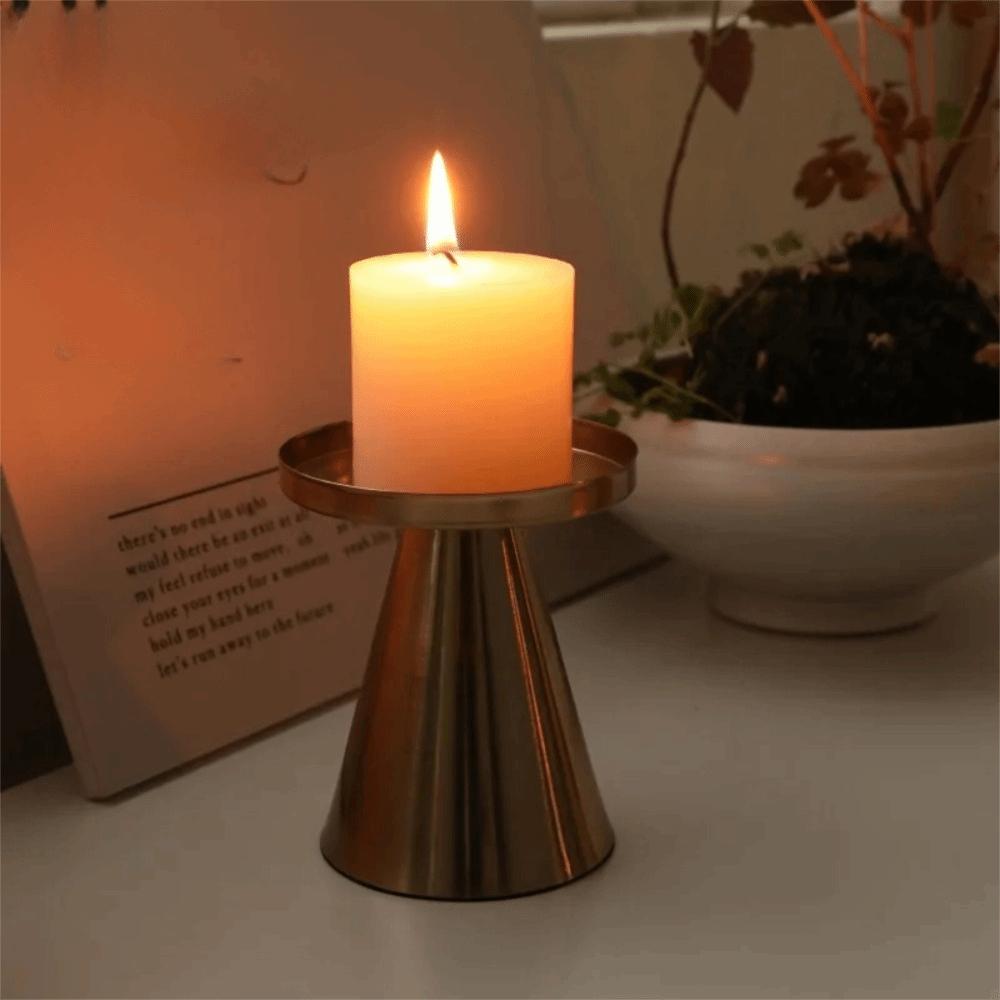 3PCS/SET Stand Nordic Golden Candle Holder Cone-shaped Scented Candles Pillar  Valentine's Day