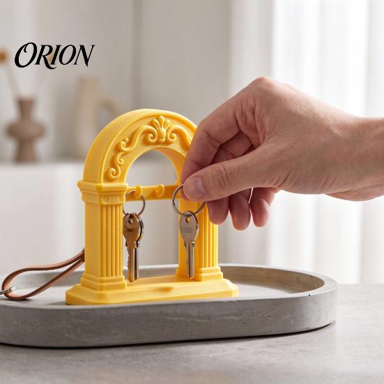 Key Holder for Entryway Roman Arch Holder, PLA 3D Printed Decorative Organizer Storage Stand with 3 Hooks, Table Tabletop