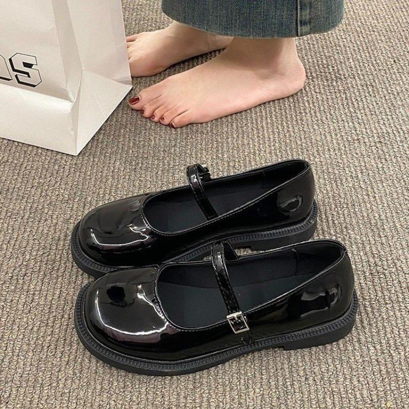 

Женские роскошные кожаные туфли Мэри Джейн с бусинами, модные весенне-осенние удобные элегантные черные туфли для ходьбы на плоской подошве Zapatos Mujer 35 чёрный