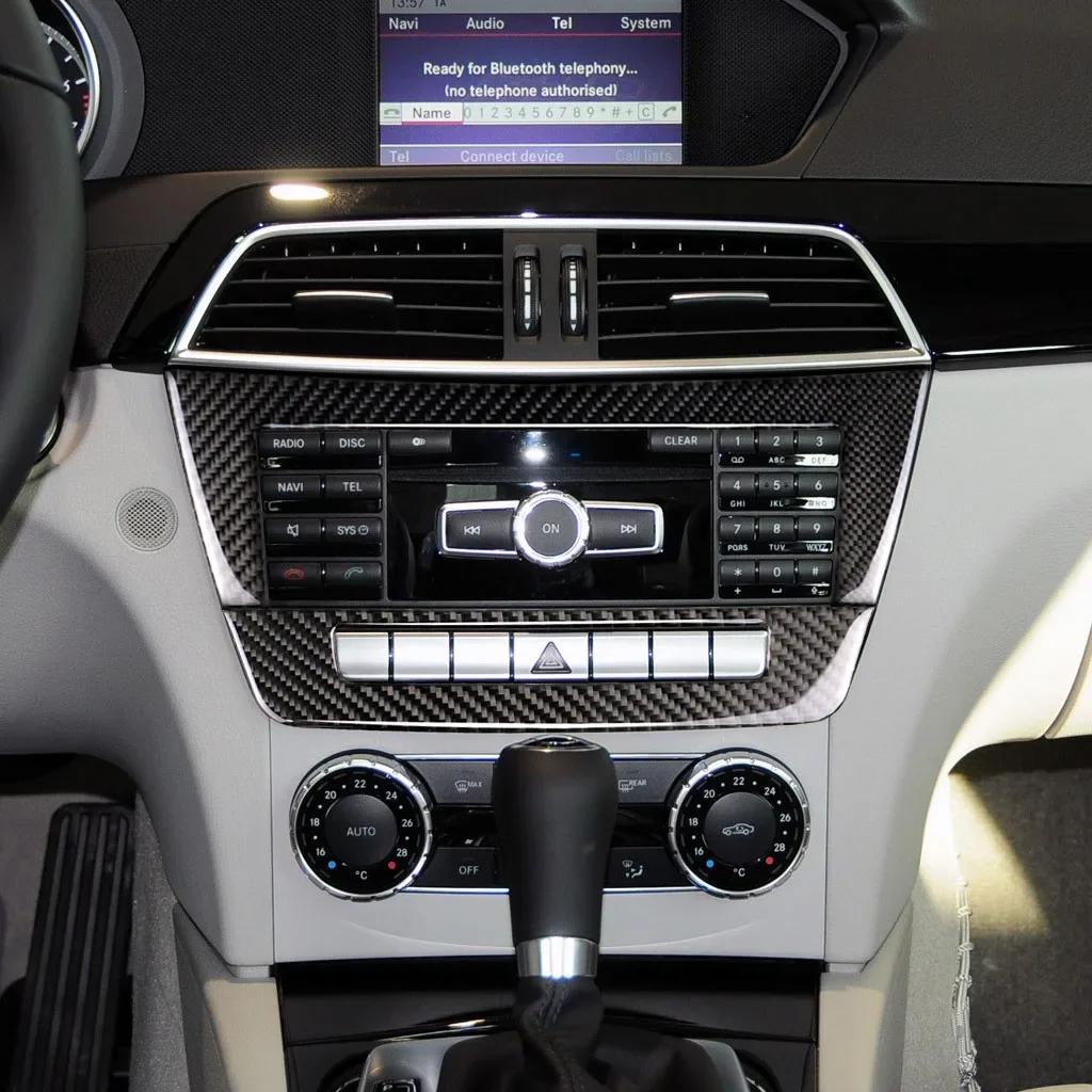 Carbon Fiber Car Accessories Central Control CD Plane Car Sticker for Mercedes W204 C Class 2010-2013 Car Styling Decals