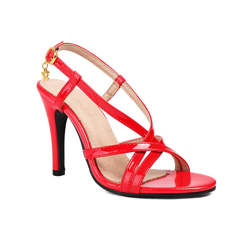 Dámské sandály na vysokém podpatku letní nové jehlové sandály velkých velikostí s otevřenou špičkou