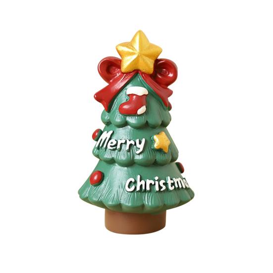 Puntos Home Christmas Cartoon Santa Elephant Resin Miniature Figurine Ornament Decor