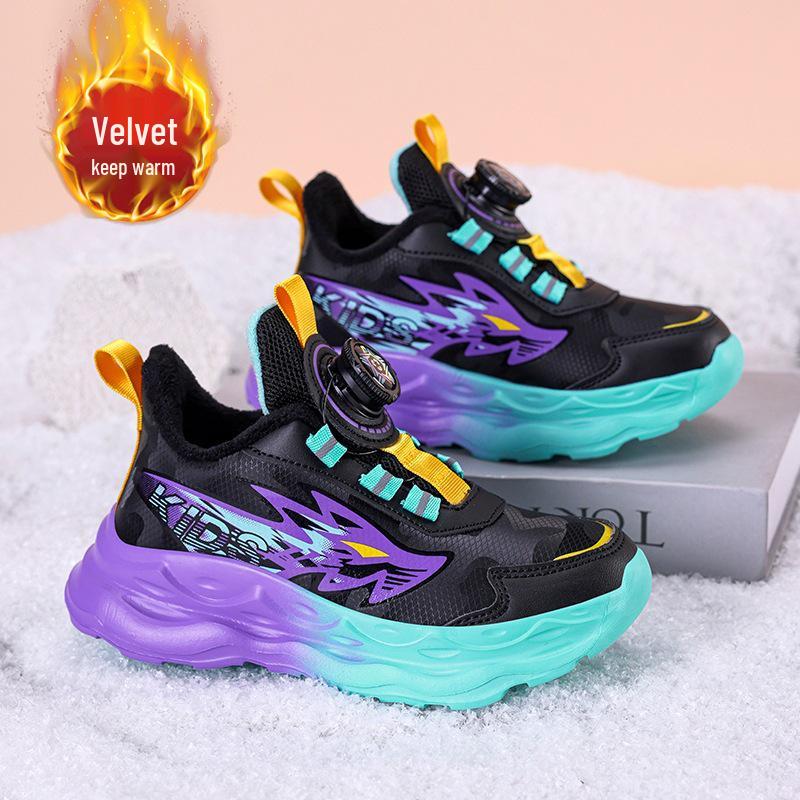 Boys' Leather Waterproof Autumn Sports Shoes: Double Cotton Warm, For Kids & Youth Running