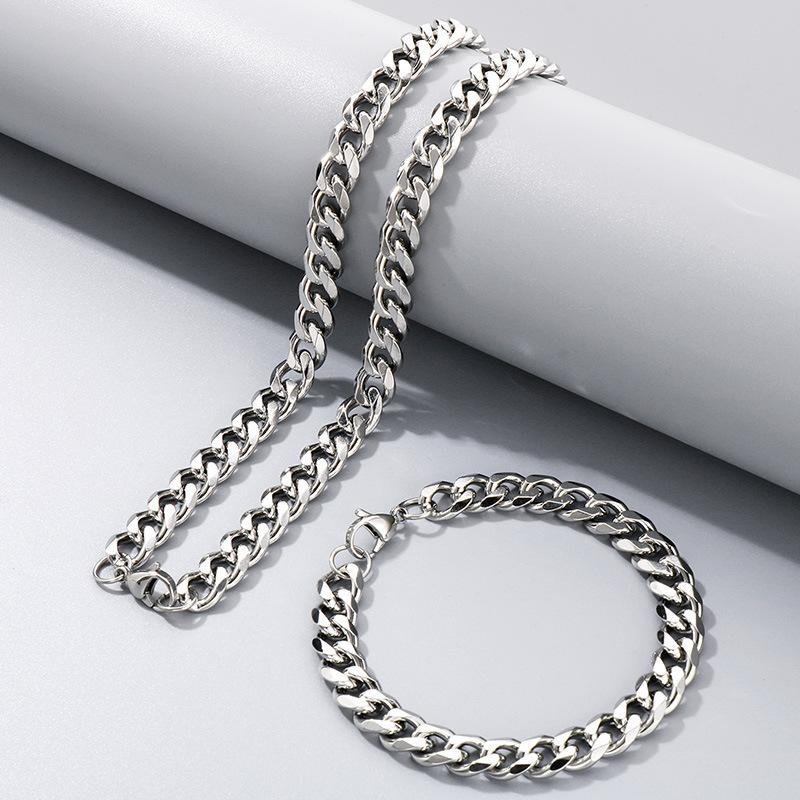 Halskette aus Titanstahl mit dicker Hip-Hop-Kette, Edelstahl sechsseitig geschliffene Kette mit Kettenschmuck