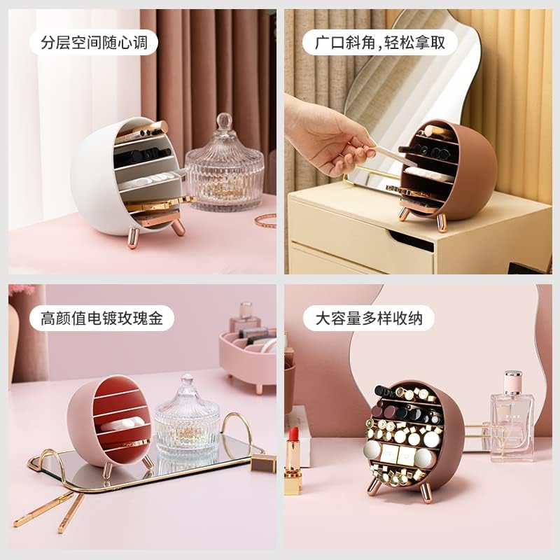Dressing table Storage Box Desktop Hanger Rack Cosmetics Table Storage for Lipstick, Eyebrow Pencil, Brush, Stationery storage (Cameo Brown)