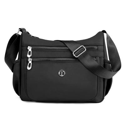 FORRICA Casual Women's Crossbody Bag, Large Capacity Shoulder Bag, Lightweight Nylon Messenger Bag with Multiple Pockets, Black