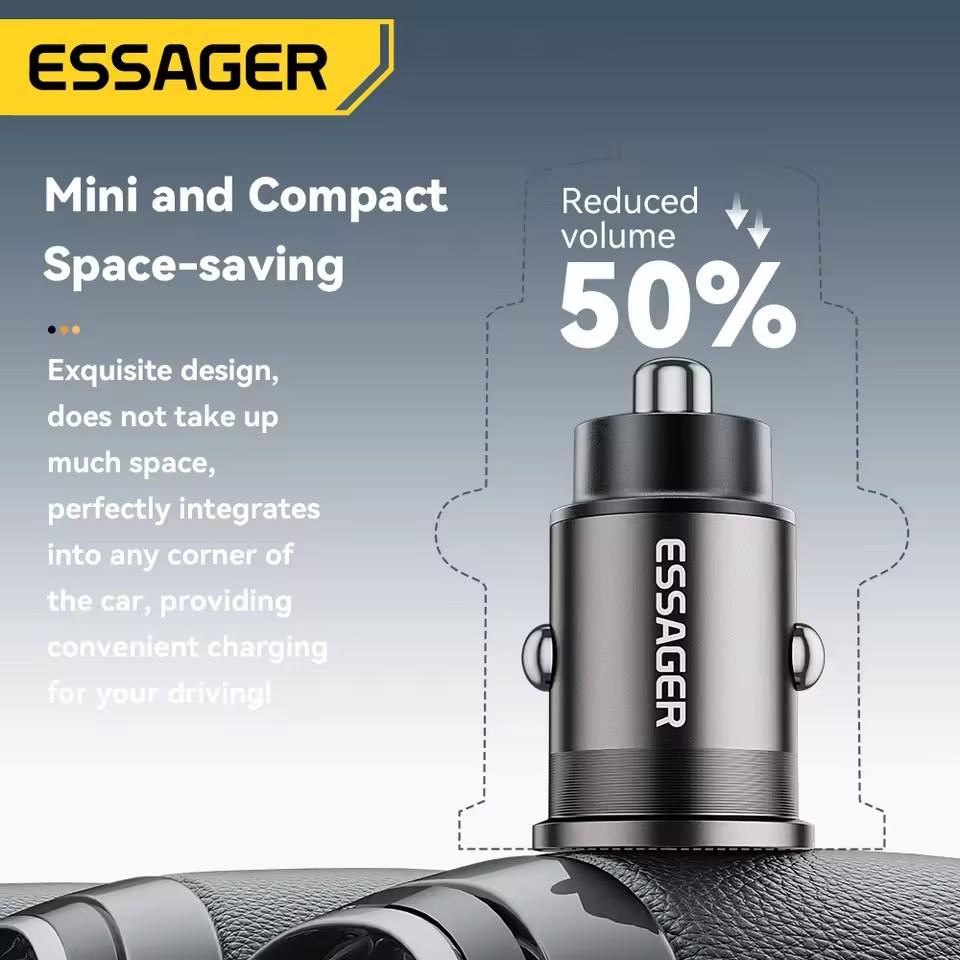 Essager 45W Car Charger QC 3.0 For Huawei Xiaomi Quick Charge SCP Samsung AFC Quick Charge PD 3.0 Type C Portable Phone Charge