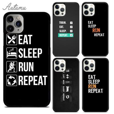 EAT SLEEP RUN REPEAT Handyhülle für iPhone 11 12 13 14 Pro Max mini X XR XS SE 2020 6S 7 8 Plus Samsung Galaxy S21 S22 Hülle