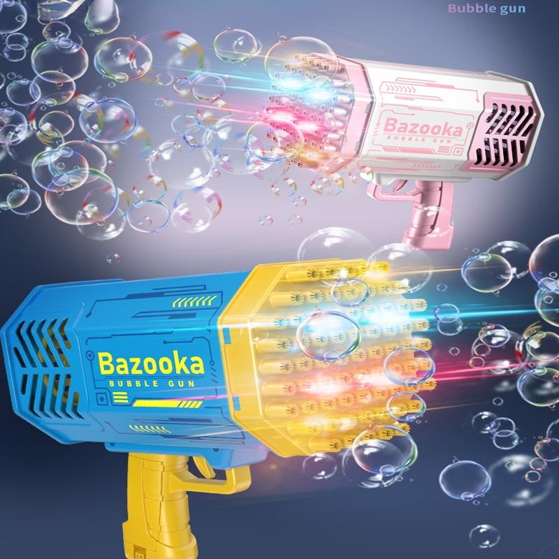 Bubble Gun Rocket 69 Holes Soap Bubbles Machine Gun Shape Automatic Blower With Light Toys