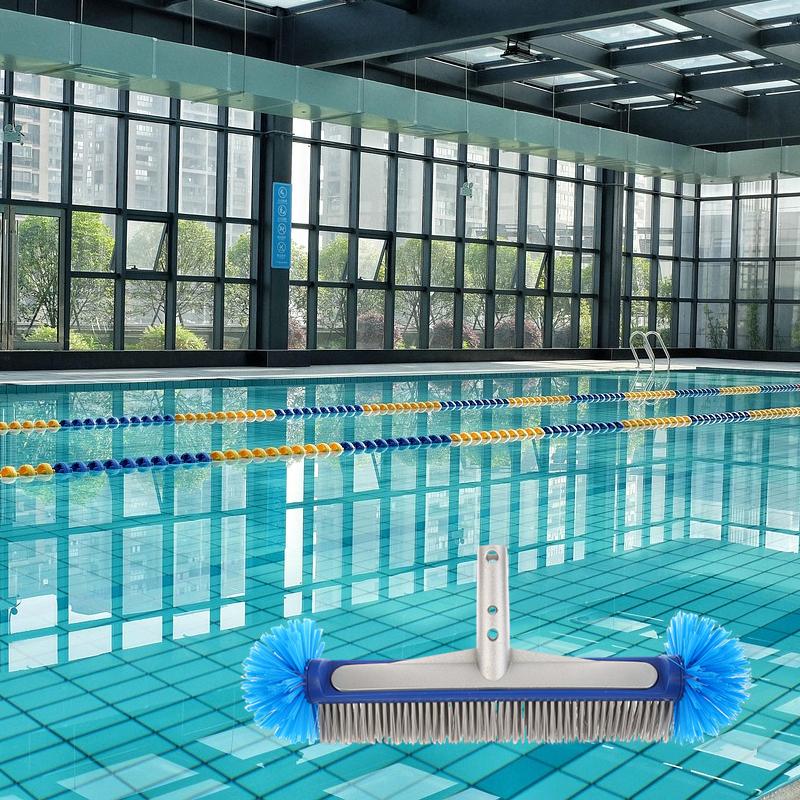 Aluminum Handle Swimming Pool Brush Head With Corner Cleaning Brush Semi-Spherical Bristles Pool Tile Scrubber Brush