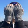 Warm Half Finger Gloves Men Exposed Fingers In Winter Half Fingerless Cycling and Driving Thick Wool Knitted Fingers To Prevent Cold