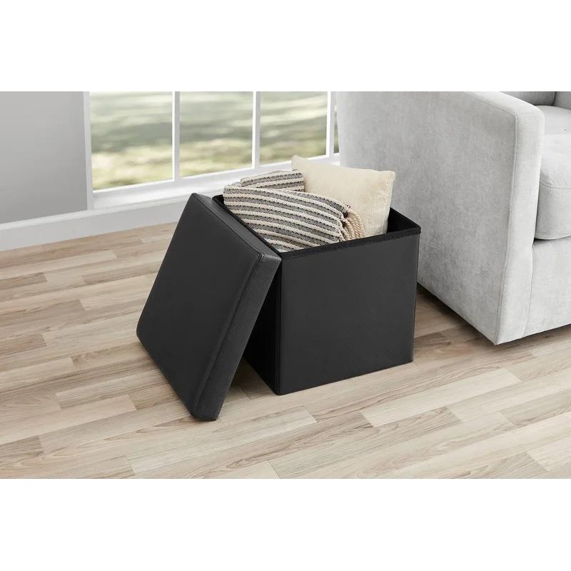 Collapsible Storage Ottoman Spacious Cube Seat Indoor Organizer Removable Lid Modern Footrest Furniture Clutter Solution