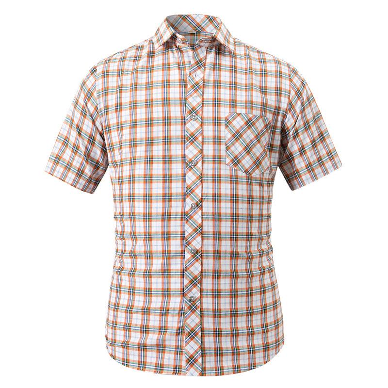 Men S Slim Fit Casual Short Sleeve Plaid Shirt