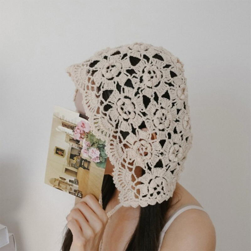 Women s Kerchief Knit Bucket Hat Weaving Hood A33565_Ivory