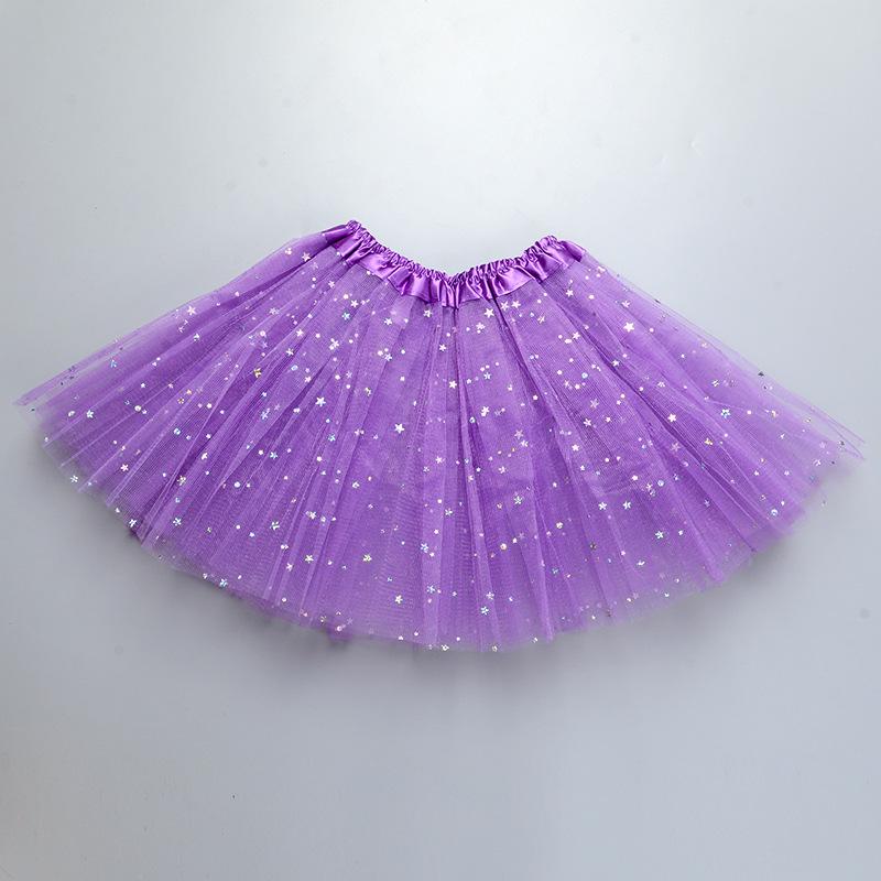 Children's Three-Layer Puffy Tutu Skirt with Sequins