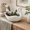 Desktop Miscellaneous Storage 3D Printed Swan Jewelry Tray, Creative Shape Ring Dish, Entryway Table Pure White Texture Decoration Trays, Decorative