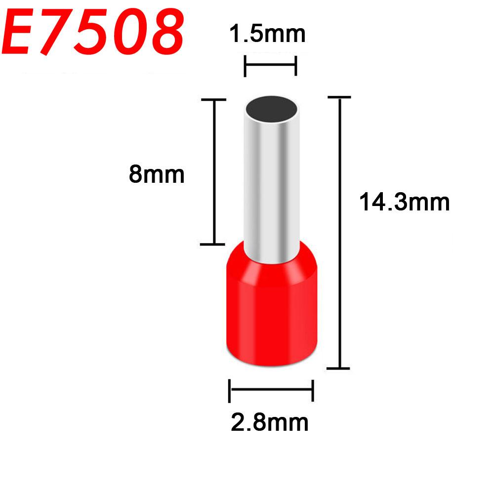 100PCS Insulated Ferrules Crimp Terminal Cord End Wire Connector E0508 E7508 E1008 E1508 E2508 Electrical Wire Terminal