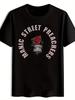 T-shirt A Col Rond Manches Courtes Présentant un Imprimé de Groupe de Rock Vintage