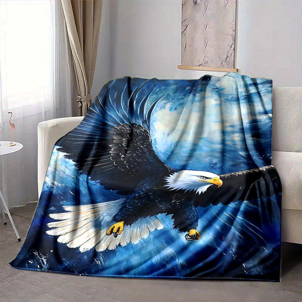 1pc Eagle Art Print Blanket, Lightweight Flannel Fleece with Digital Printing, Soft Warm for Sofa, Travel, Camping, Office, Couch, Chair, and Bed, All