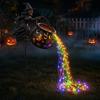 Outdoor Halloween Decorations Witch Cauldron Garden Light, Metal Yard Stake with LED String Pot Ornament Lights, Waterproof Statue for Lawn Path Decor