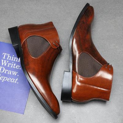 2025 Mens Classic Business Patent Leather Chelsea Boots Pointed Ankle Boots Men Comfy Casual British Style Short Boots