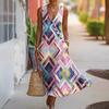 European and American Summer V-neck Sleeveless Oblique Button-up Vest Skirt Long Women's Vacation Casual Dress