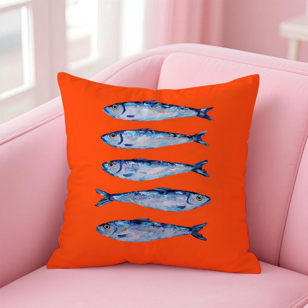 

Sardines Art Cushion Cover Soft Plush Throw Pillow Cushion CoverDoubleSided Printed Pillow Case for Sofa Home Decor 30x30cm