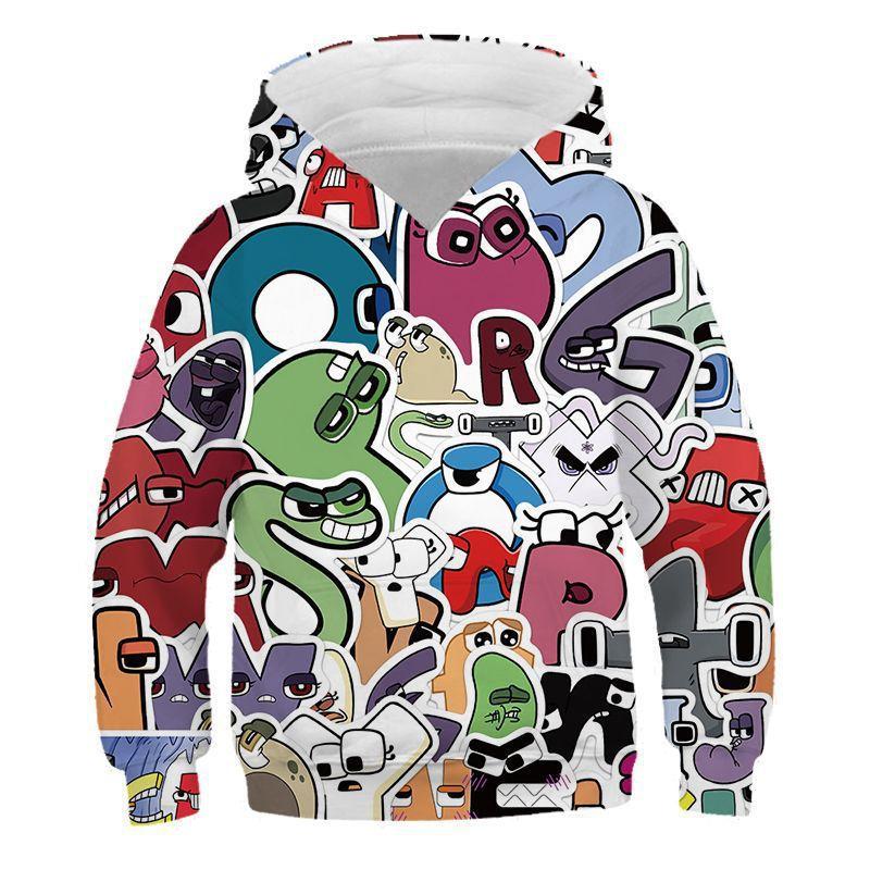 Autumn Cartoon Letters Printing 3d Pattern Comfortable Sports Leisure Long Sleeved Sweatshirt Children Loose Versatile Pocketless Hoodies