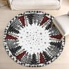 Christmas Tree Round Area Rug Xmas Tree Winter Forest Snowflake Holiday Circle Rug Non Slip Mat for Living Room Bedroom