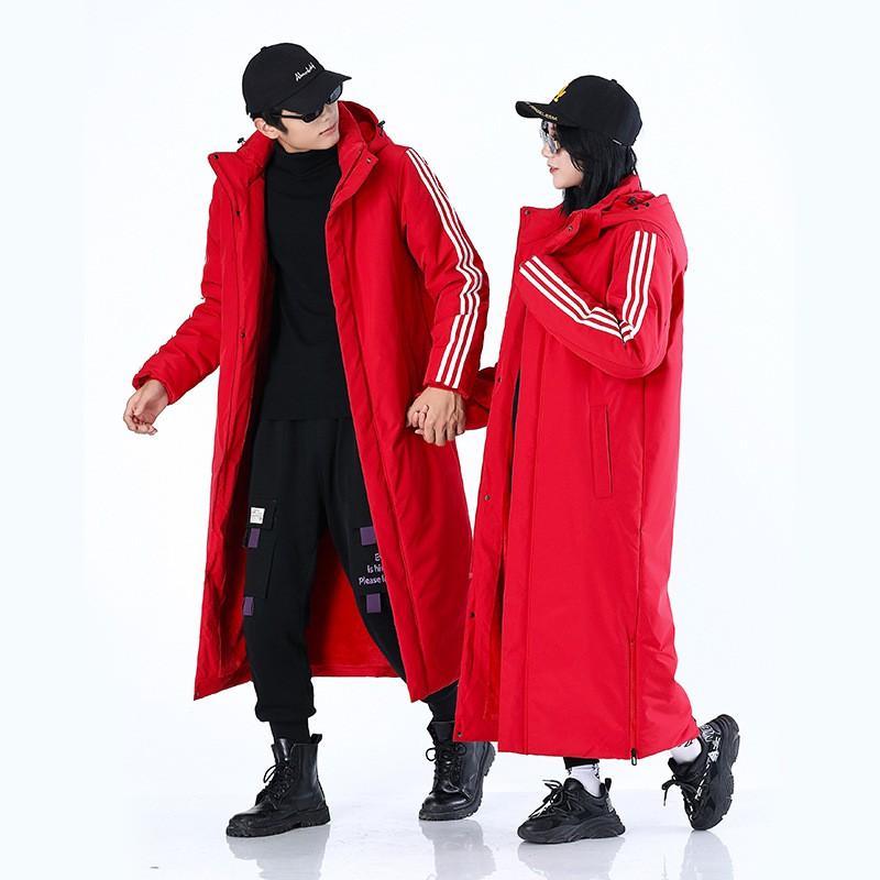 Unisex Long Winter Puffer Coat With Detachable Hood Warm Thick Cotton Jacket Men Women Students Casual Outdoor