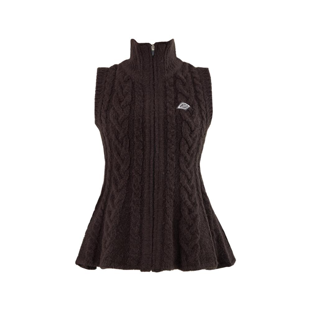 J.JANE Flower Midi Knit Zip-Up Vest (Dark Chocolate)