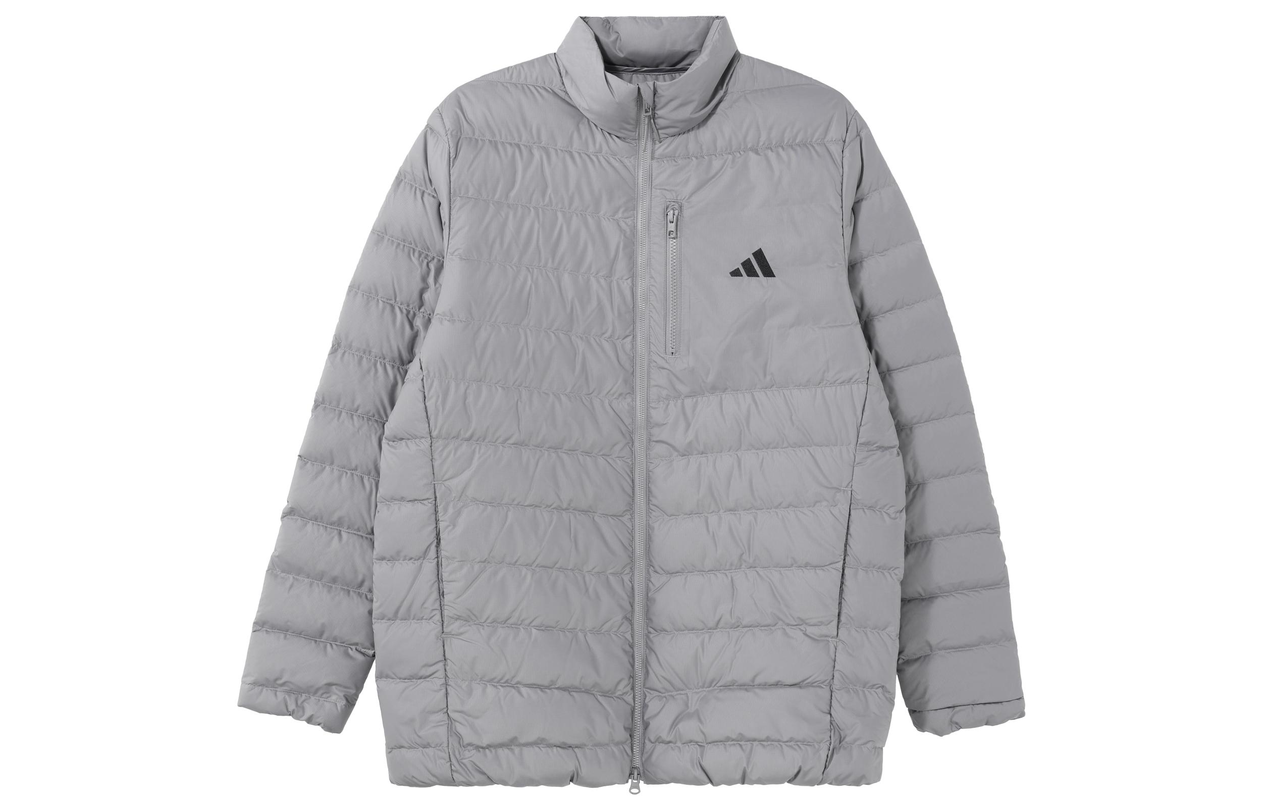 Adidas Down Jackets Men s Gray Stand Collar Moderate Down Jacket HZ6069 XXL