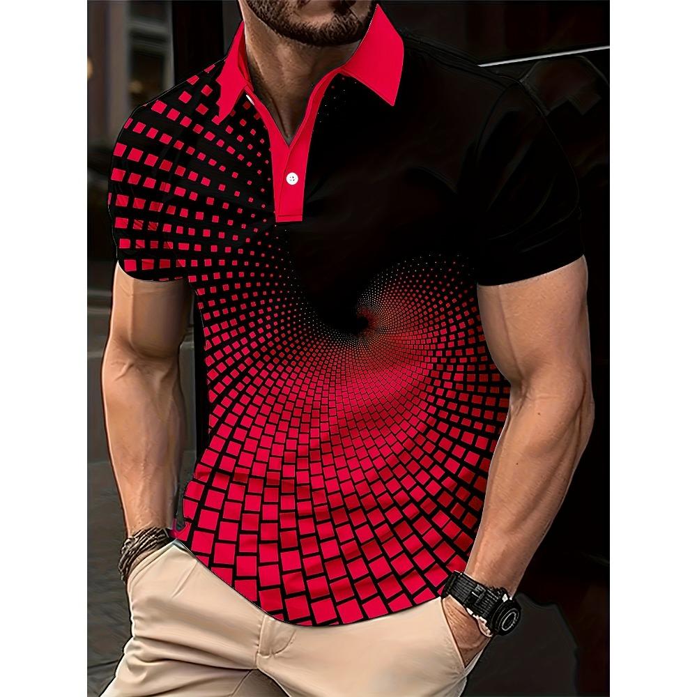 Pattern fashion men's polo shirt summer short sleeved 3D printed top T-shirt