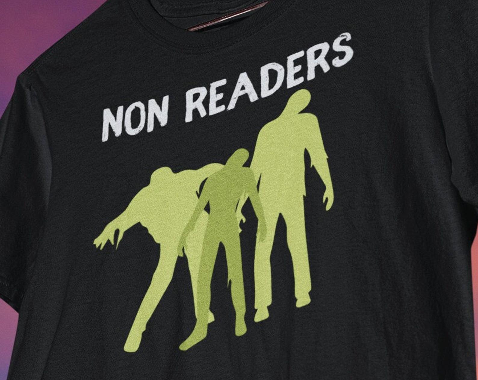 Non Reader Zombies Halloween Fall Book Lover Book Worm Reading Teacher Horror Funny Library Shirt T shirt M