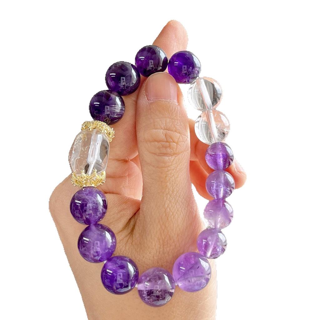 Natural Amethyst White Crystal Design Bracelet Bracelet.