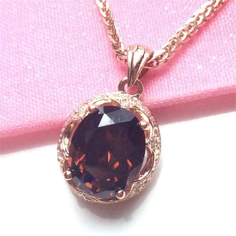 

Изысканный чистый русский 585 фиолетовый золотой покрытие розовое золото цвет золото изысканный темперамент дымчатый камень поверхность яйца подвеска ожерелье