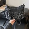 Denim Bag Multi-zipper Retro Crossbody Bag Middle-aged Mother Bag
