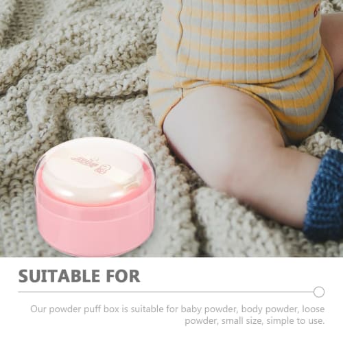 Frcolor Baby Powder Case with Puff, Soft and Fluffy, Dry and Comfortable, Baby Powder Puff, Powder Container, Powder Case, Refill Container, Empty, Bo
