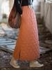 Women's Retro Mid-Length A-Line Skirt: Winter Quilted Diamond Plaid, Ramie Cotton, Loose Chinese Style