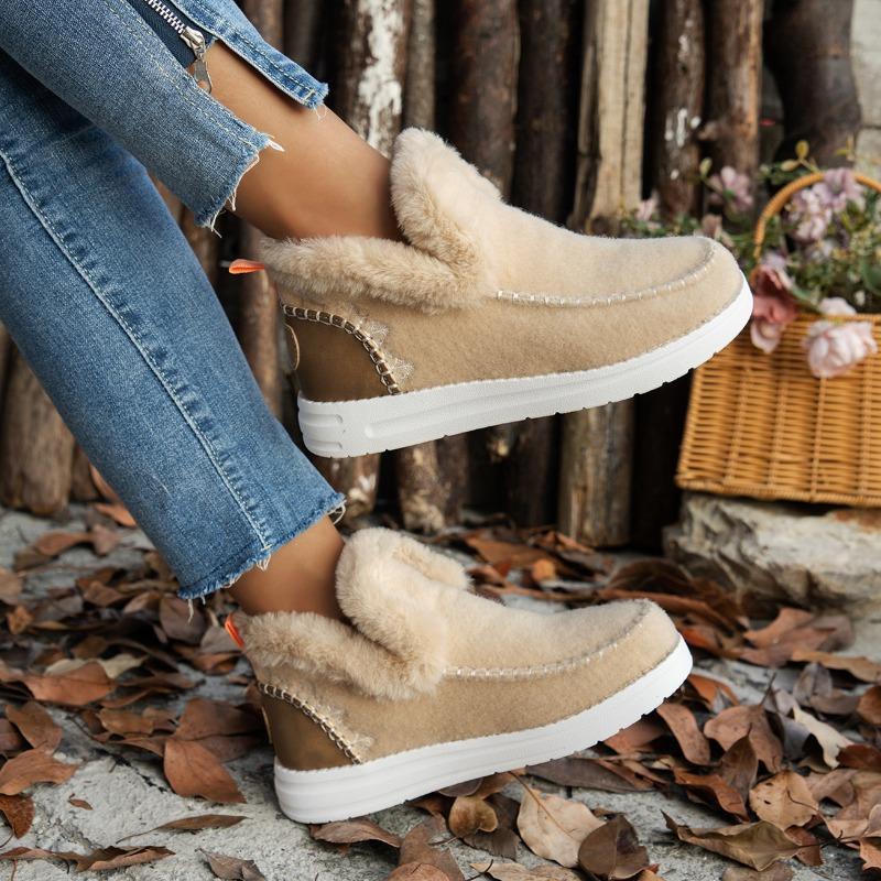 Autumn and Winter Round-toed Thick-soled Warm Cotton Shoes, Plus-size Women's Shoes, Snow Boots