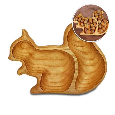 Squirrel Cherry Wood Dried Fruit Bowl