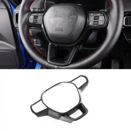 Carbon Fiber Car Steering Wheel Decor Cover Trim For Honda CR-V CRV 2023 2024