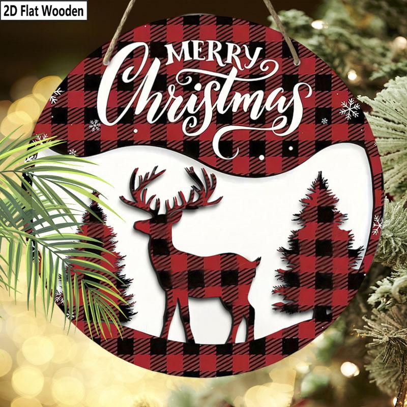 Weihnachtsdekorationsschild, hängende Innendekorationen, 2D flache Holzprodukte mit dem Muster eines Elchs, Weihnachtsgeschenke für Freunde und Familie