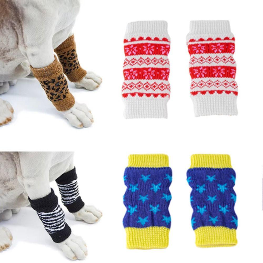 4pcs/set Warm Dog Leg Sleeves Elastic Dog Leg Socks Pet Accessories Pet Knee Pads  for Four Seasons