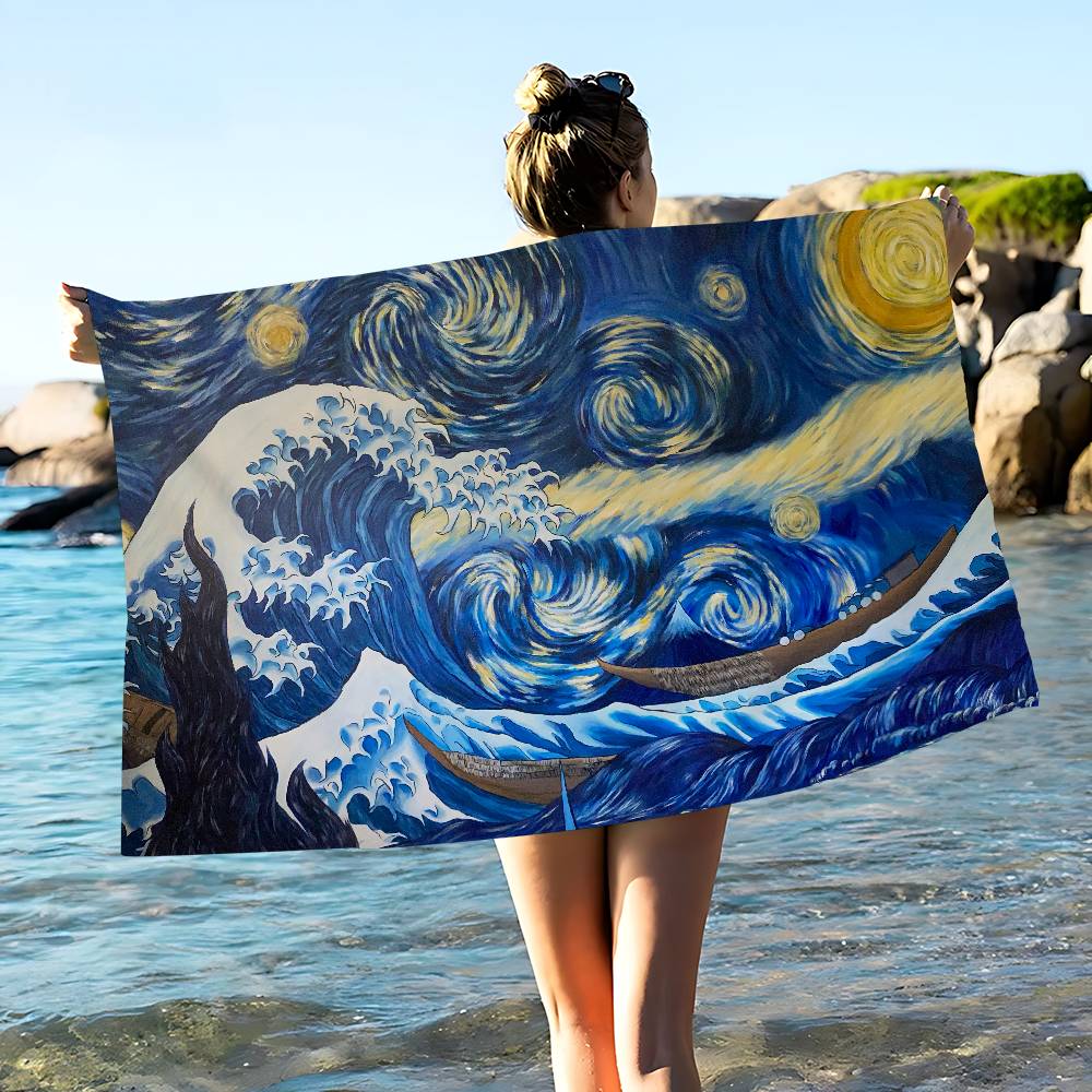 The Great Wave Off Kanagawa Microfiber Beach Towel Absorbent Quick Dry Soft Yoga Swimming Resort Mountain Climbing Towel