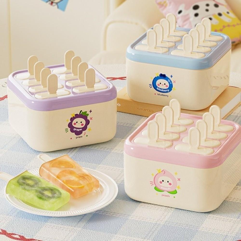 8 Grids Ice Cream Mold Cartoon Ice Pop Maker Cute Ice Cream Box Party